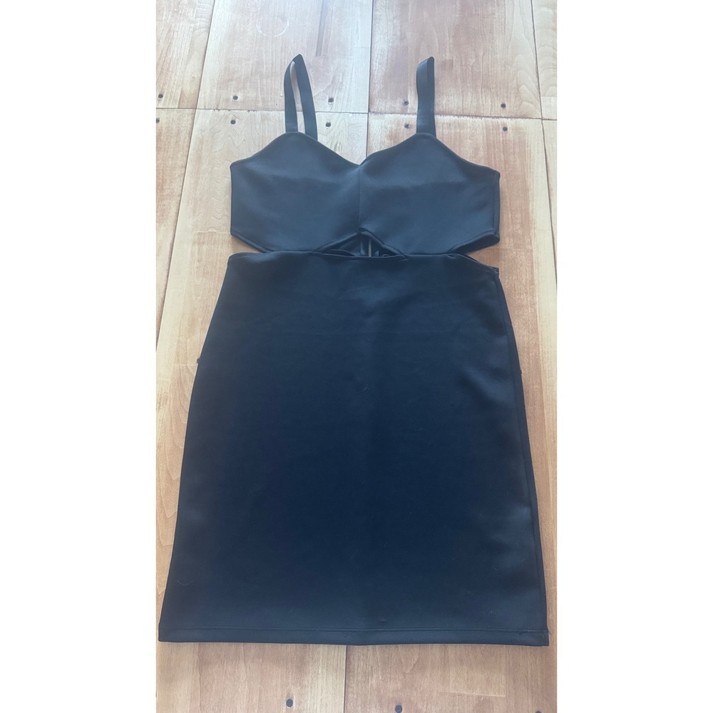 HM Divided Black Cut-Out Mini‎ Dress Sleeveless Sweetheart Bodycon Large LBD
